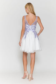 Short Floral Applique Dress by Poly USA 8696