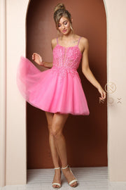 Short Floral Embroidered Dress by Nox Anabel T724