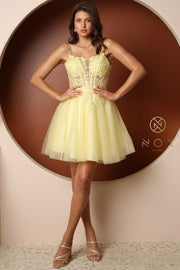 Short Floral Embroidered Dress by Nox Anabel T724
