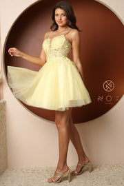 Short Floral Embroidered Dress by Nox Anabel T724
