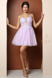Short Floral Embroidered Dress by Nox Anabel T724