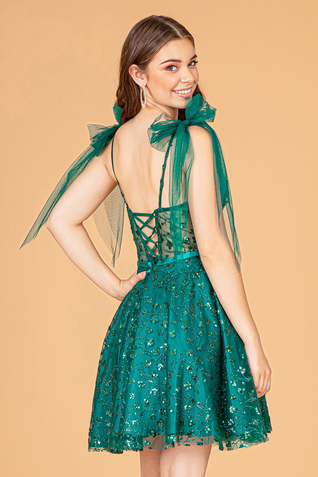 Short Glitter Print Dress by Elizabeth K GS3088