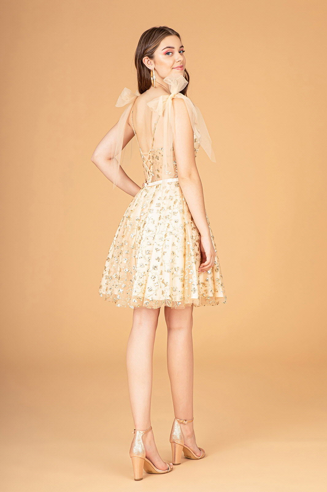 Short Glitter Print Dress by Elizabeth K GS3088