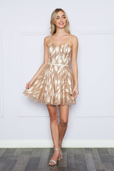 Short Glitter Print Sleeveless Dress by Poly USA 9196
