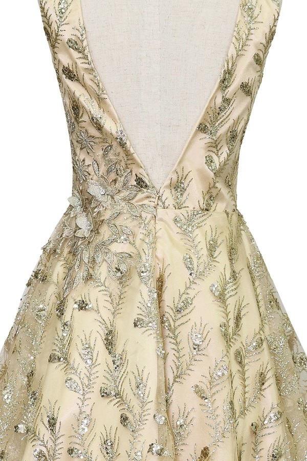 Short Glitter Print V-Neck Dress by Calla Collection