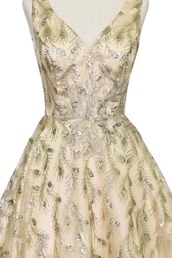 Short Glitter Print V-Neck Dress by Calla KY72534