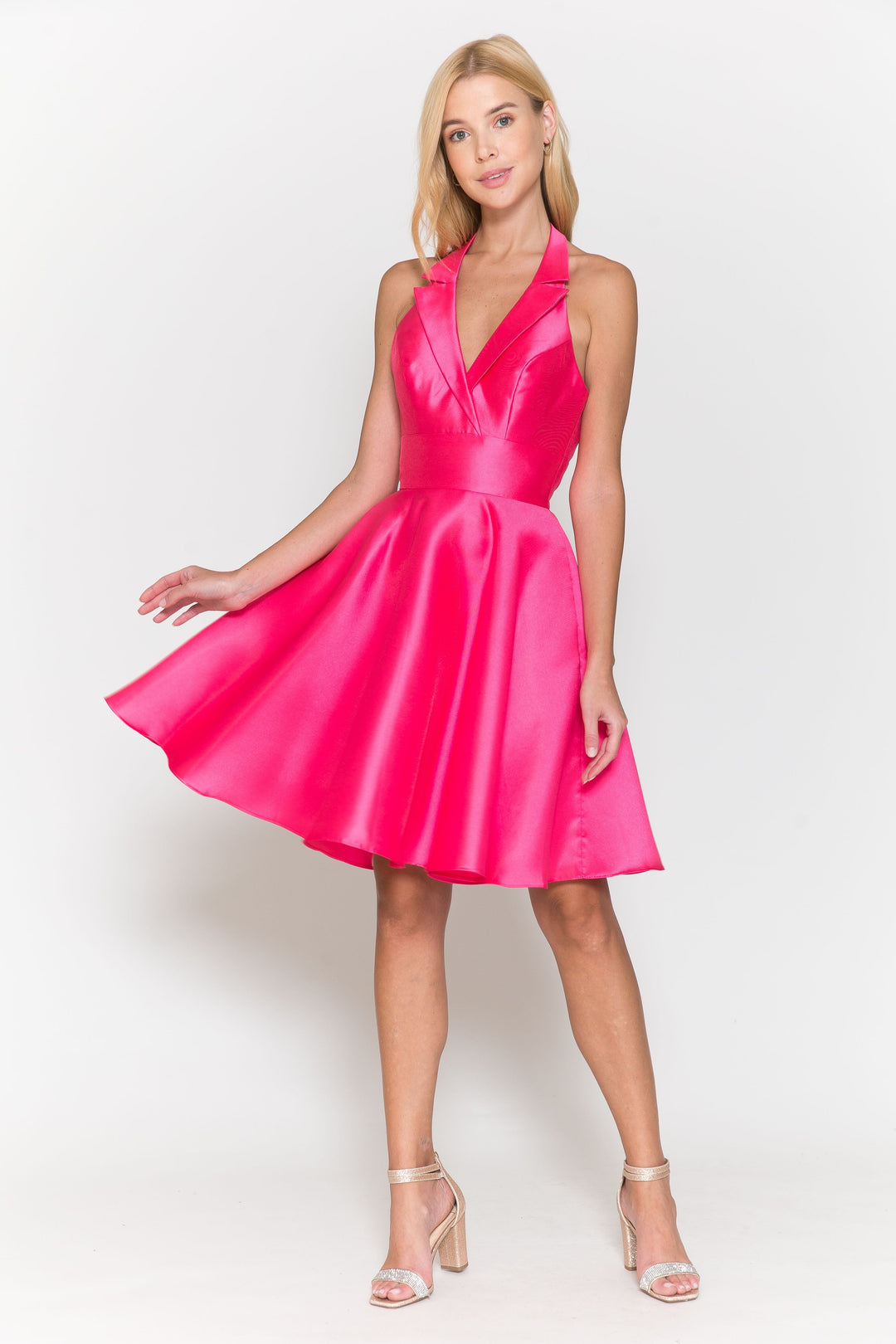 Short Halter Mikado Dress by Poly USA 8734