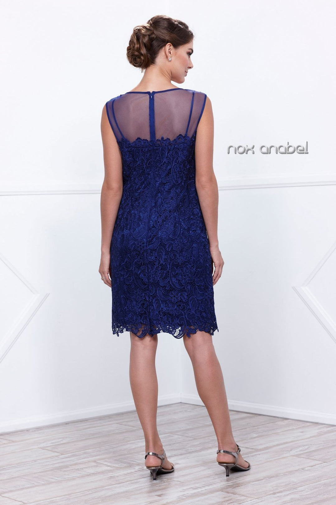 Short Illusion Lace Dress with Jacket by Nox Anabel 5100-Short Cocktail Dresses-ABC Fashion