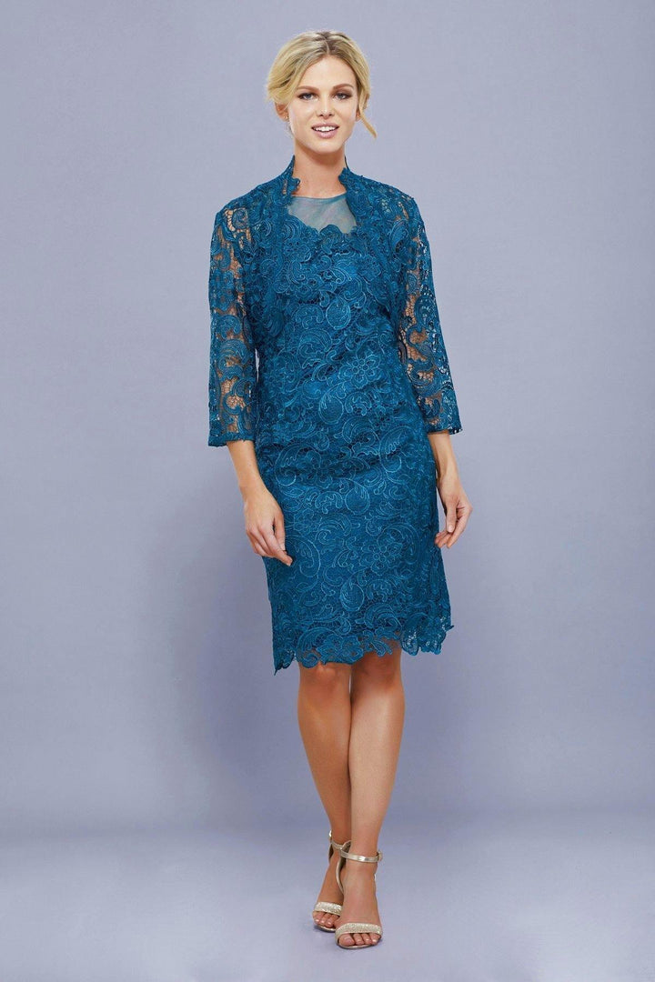 Short Illusion Lace Dress with Jacket by Nox Anabel 5100-Short Cocktail Dresses-ABC Fashion