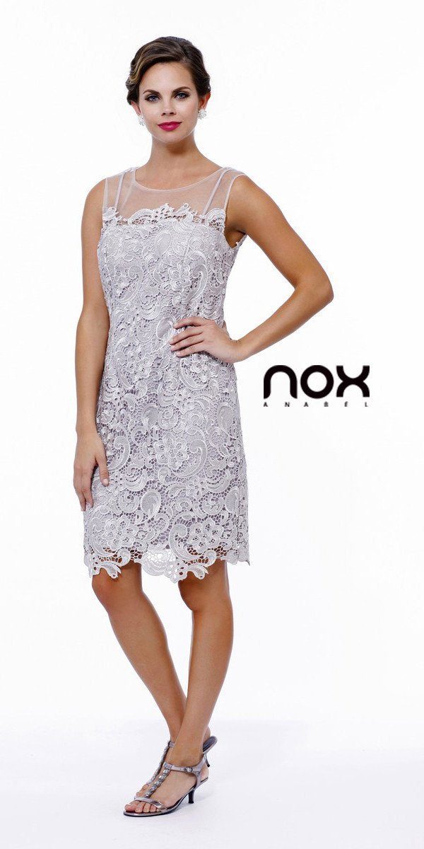 Short Illusion Lace Dress with Jacket by Nox Anabel 5100-Short Cocktail Dresses-ABC Fashion