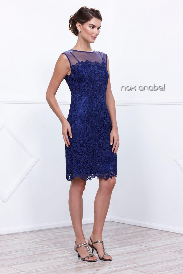 Short Illusion Lace Dress with Jacket by Nox Anabel 5100-Short Cocktail Dresses-ABC Fashion