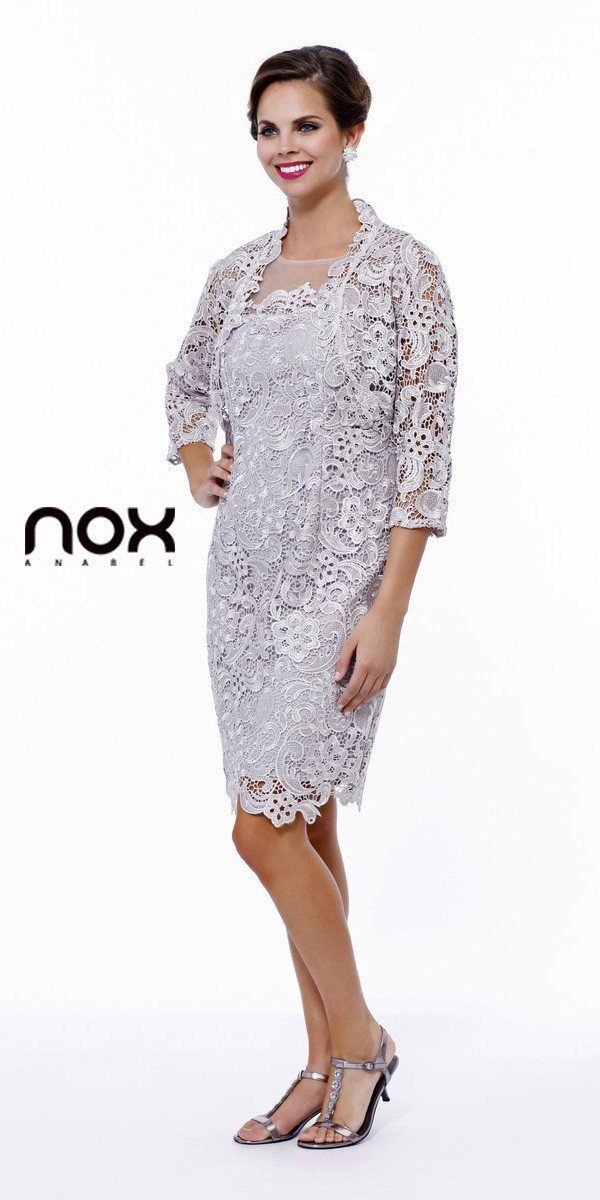 Short Illusion Lace Dress with Jacket by Nox Anabel 5100-Short Cocktail Dresses-ABC Fashion