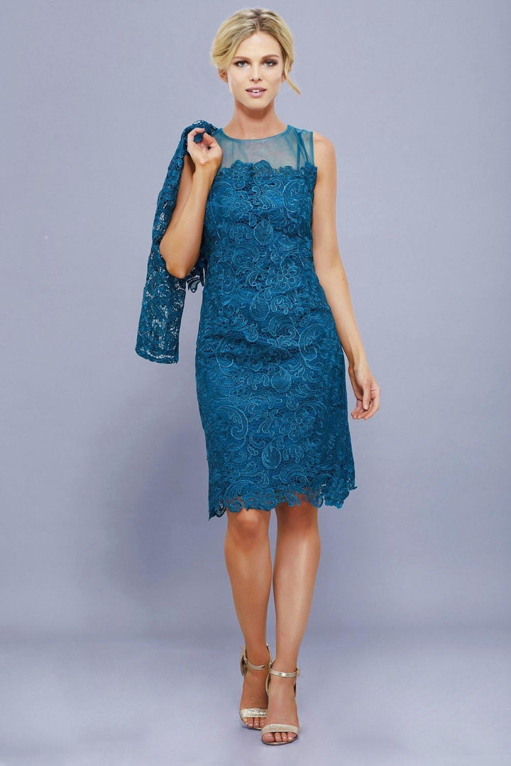 Short Illusion Lace Dress with Jacket by Nox Anabel 5100-Short Cocktail Dresses-ABC Fashion