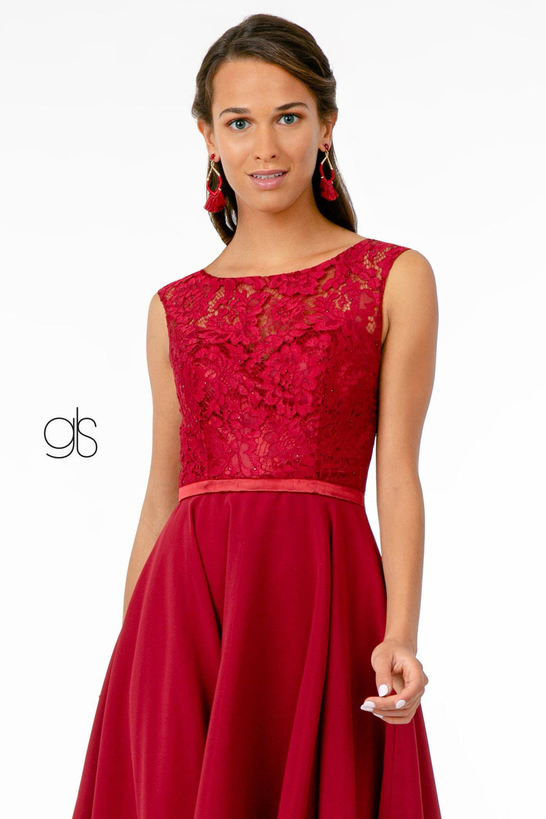 Short Lace Bodice Dress with Corset Back by Elizabeth K GS2807