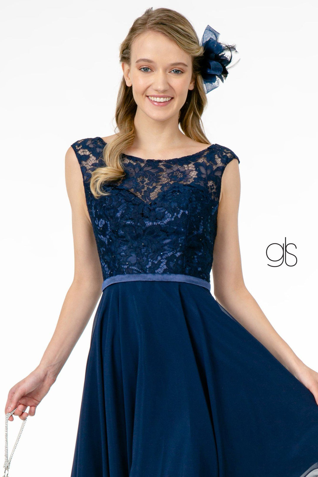 Short Lace Bodice Dress with Corset Back by Elizabeth K GS2807