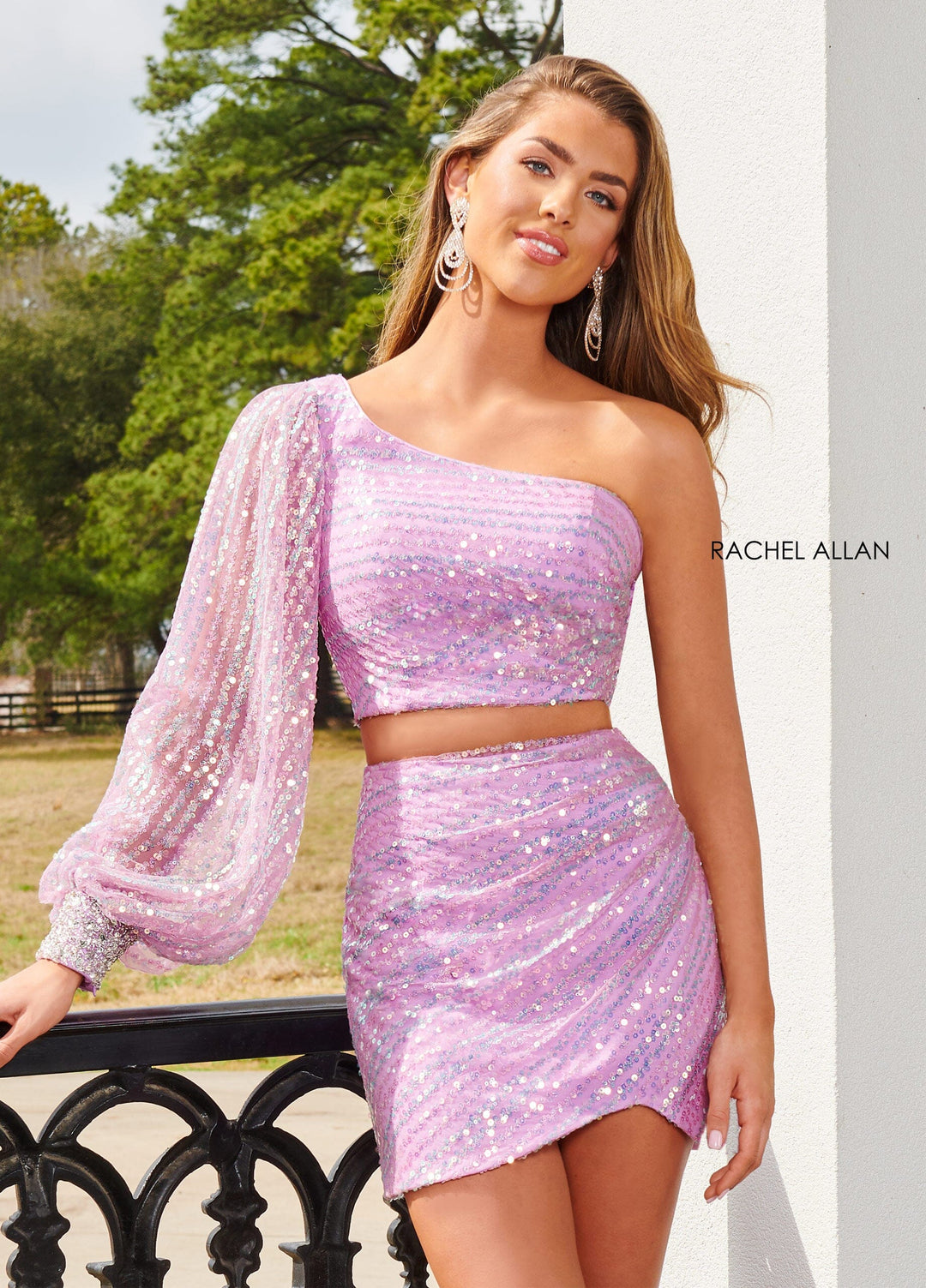 Short Long Sleeve 2-Piece Dress by Rachel Allan 40174