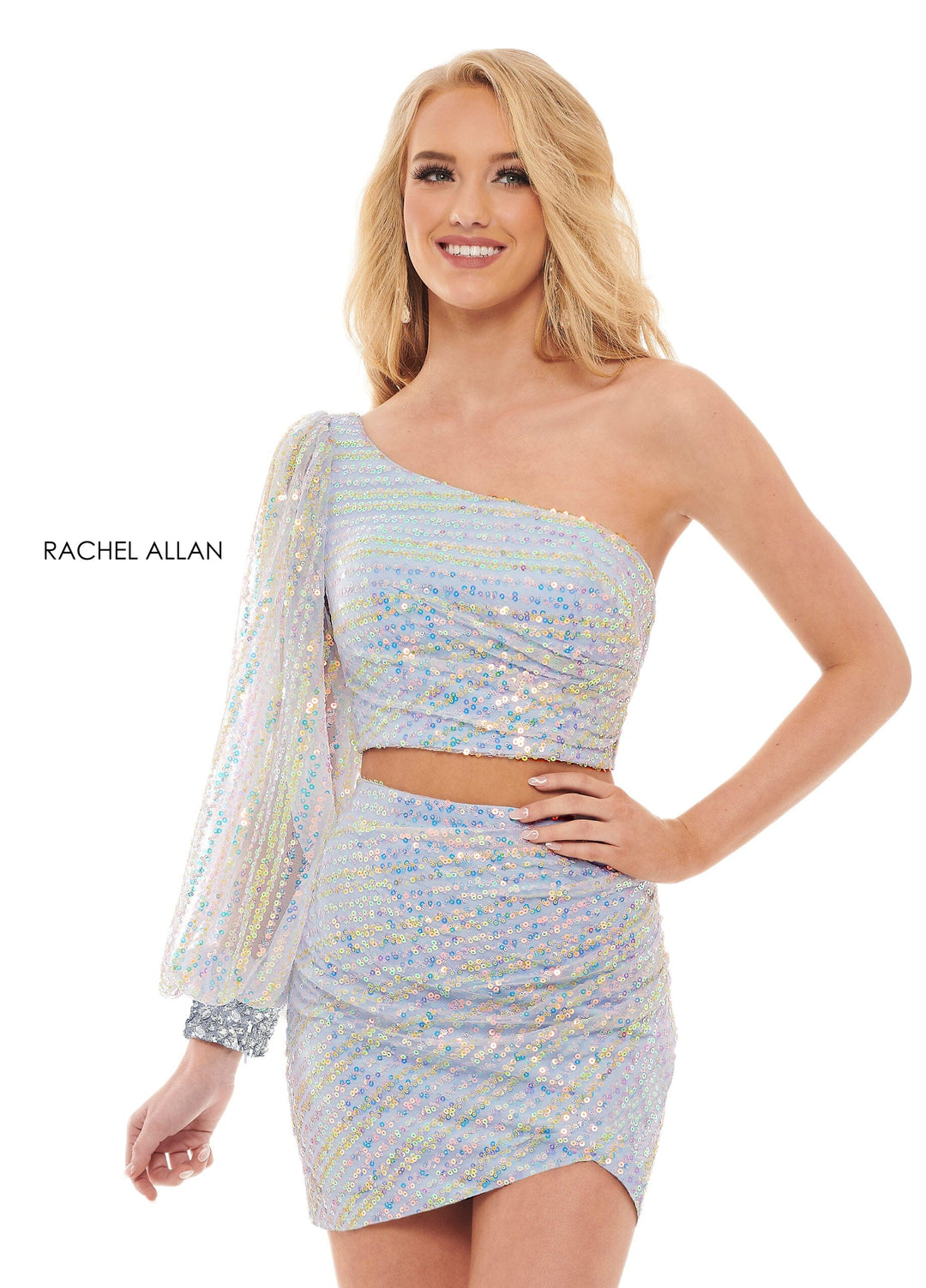 Short Long Sleeve 2-Piece Dress by Rachel Allan 40174