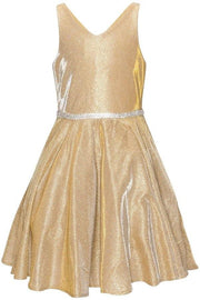 Short Metallic Glitter V-Neck Dress by Cinderella Couture 8013J