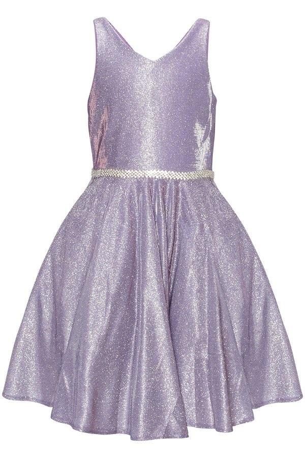 Short Metallic Glitter V-Neck Dress by Cinderella Couture 8013J