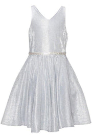 Short Metallic Glitter V-Neck Dress by Cinderella Couture 8013J