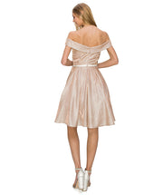 Short Off Shoulder Metallic Dress by Cinderella Couture 8012J