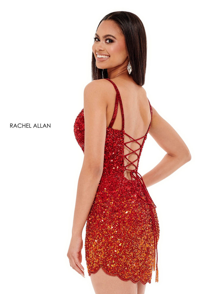 Short Ombre Sequin V-Neck Dress by Rachel Allan 40165