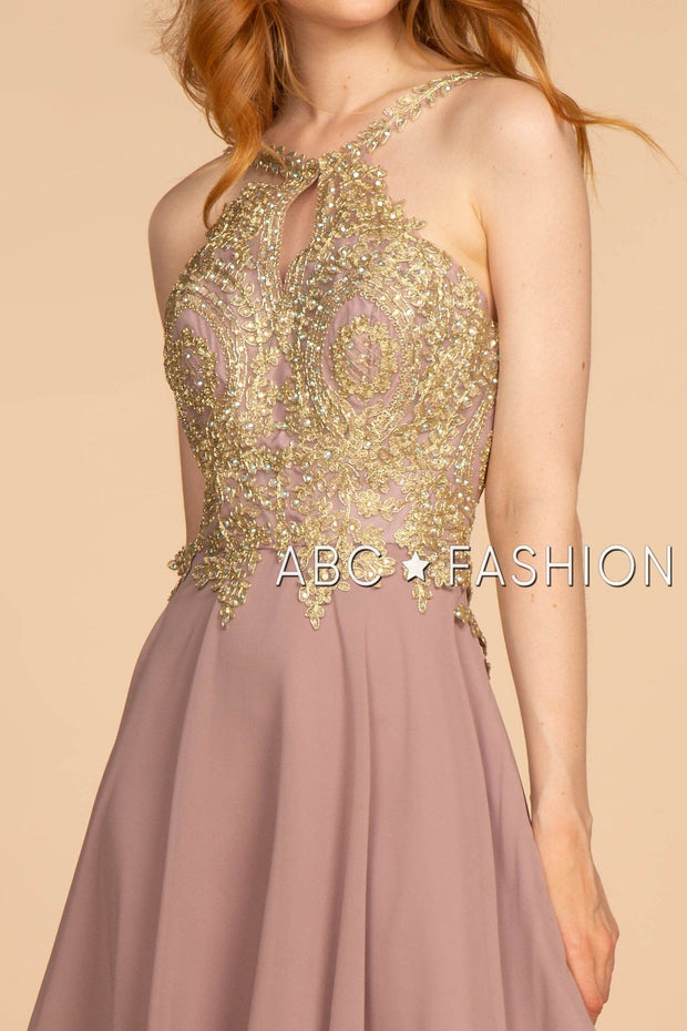 Short Open Back Dress with Lace Appliques by Elizabeth K GS1615-Short Cocktail Dresses-ABC Fashion