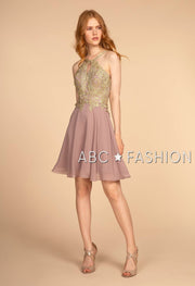 Short Open Back Dress with Lace Appliques by Elizabeth K GS1615-Short Cocktail Dresses-ABC Fashion