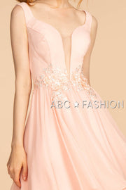 Short Pink V-Neck Dress with Embellished Waist by Elizabeth K GS1617-Short Cocktail Dresses-ABC Fashion