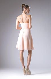 Short Ruched V-Neck Dress by Cinderella Divine 1009-Short Cocktail Dresses-ABC Fashion
