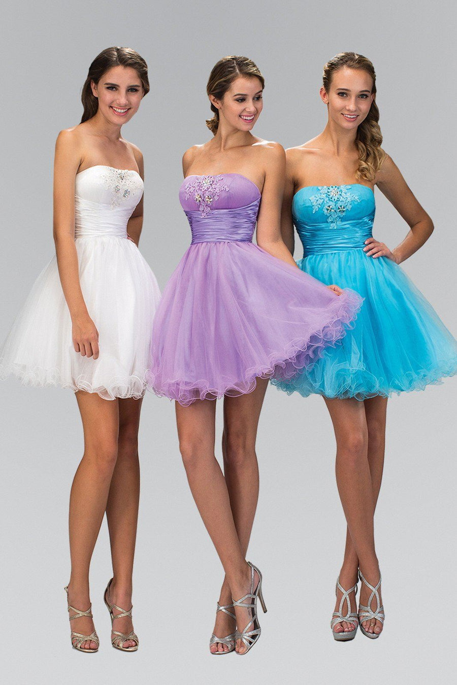 Embroidered Applique Ruffled Strap Short Dress
