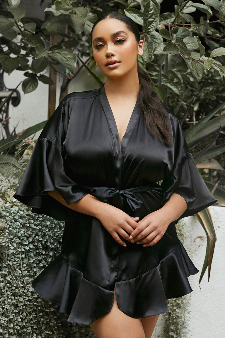 Short Satin Kimono Robe by Cinderella Divine