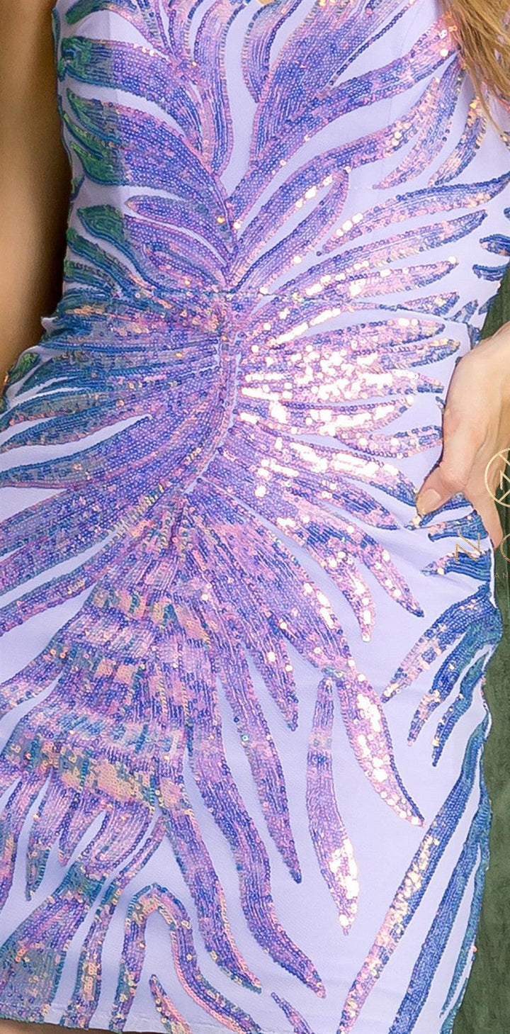 Short Sequin Print Dress by Nox Anabel R767
