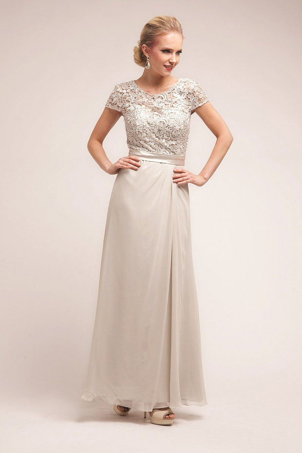 Short Sleeve Lace Bodice Gown by Cinderella Divine 1922