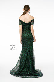 Short Sleeve Long Glitter Mermaid Dress by Elizabeth K GL1846