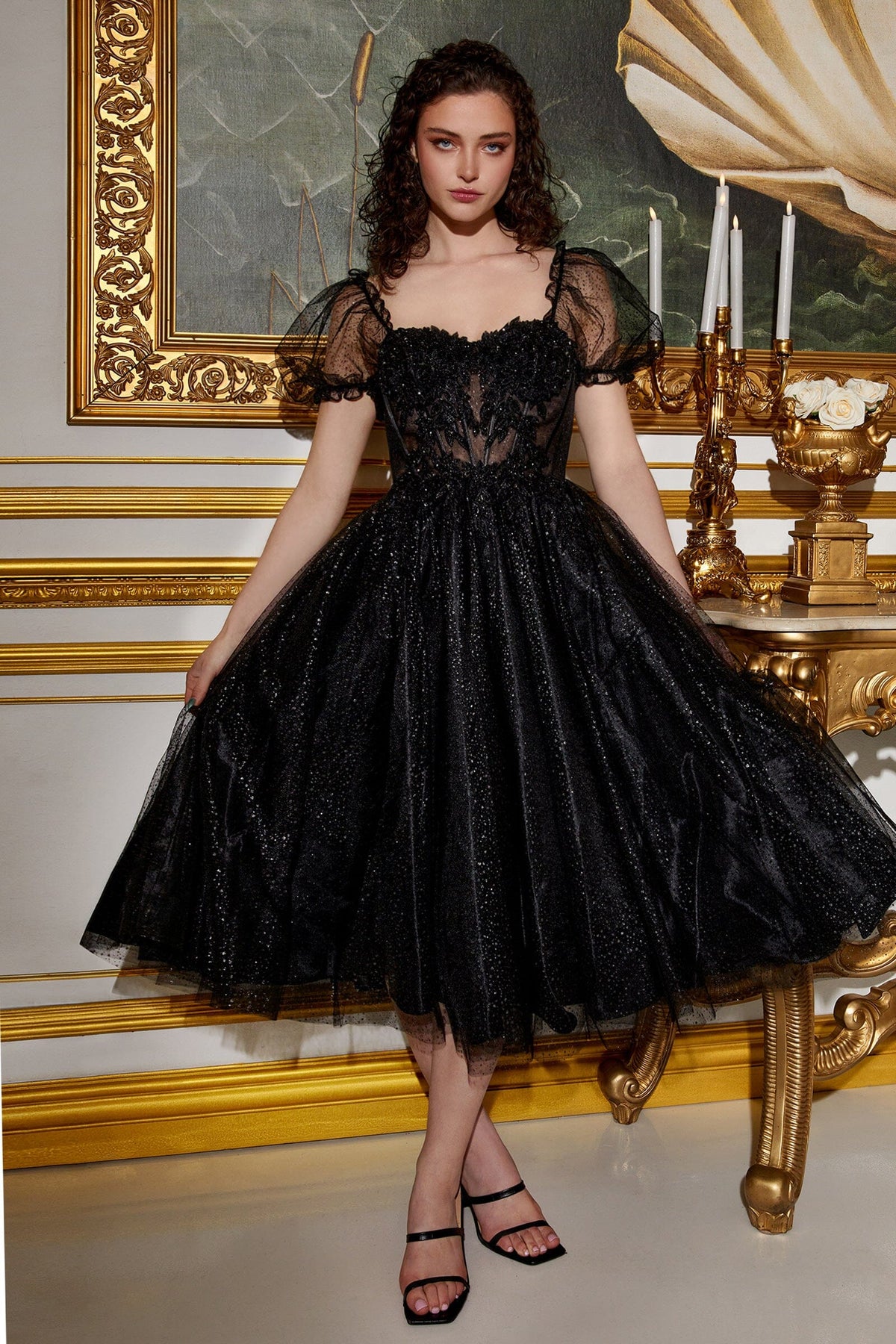 Short Sleeve Tea Length Dress by Cinderella Divine CD0187 – ABC Fashion