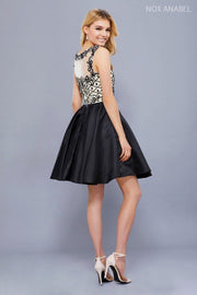 Short Sleeveless Dress with Beaded Bodice by Nox Anabel 6059-Short Cocktail Dresses-ABC Fashion
