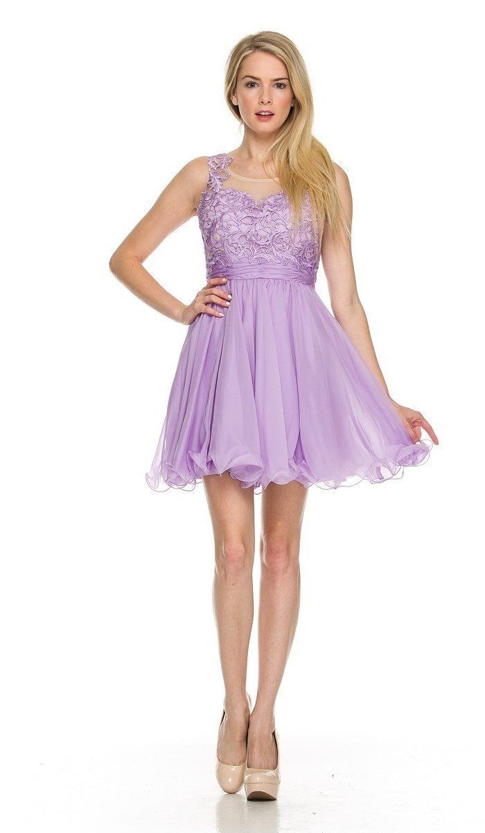 Short Sleeveless Floral Embroidered Dress by Nox Anabel 6049-Short Cocktail Dresses-ABC Fashion