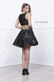 Short Sleeveless Lace Floral Embroidered Dress by Nox Anabel 6281-Short Cocktail Dresses-ABC Fashion