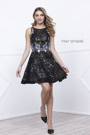 Short Sleeveless Lace Floral Embroidered Dress by Nox Anabel 6281-Short Cocktail Dresses-ABC Fashion