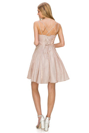 Short Sleeveless Metallic Glitter Dress by Cinderella Couture 8011J