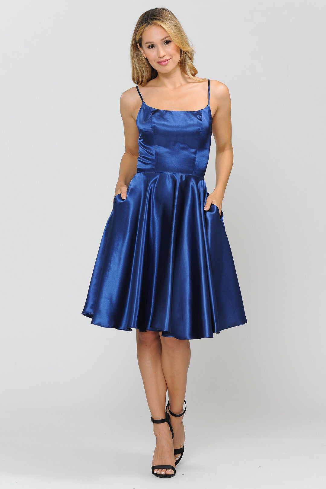 Short Sleeveless Satin Dress with Corset Back by Poly USA 9065-Short Cocktail Dresses-ABC Fashion