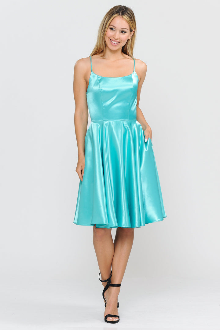 Short Sleeveless Satin Dress with Corset Back by Poly USA 9065-Short Cocktail Dresses-ABC Fashion