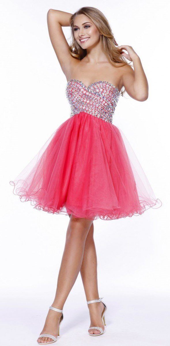 Short Strapless Beaded Cocktail Dress by Nox Anabel 6010-Short Cocktail Dresses-ABC Fashion