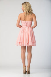 Strapless Short Knee Length Dress with Beaded Waist by Star Box 6071-Short Cocktail Dresses-ABC Fashion