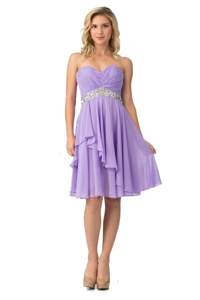 Strapless Short Knee Length Dress with Beaded Waist by Star Box 6071-Short Cocktail Dresses-ABC Fashion
