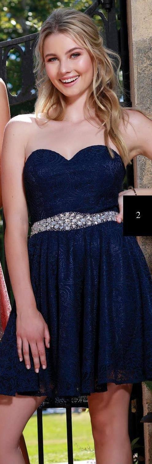 Short Strapless Lace Dress with Beaded Waist by Nox Anabel 6358-Short Cocktail Dresses-ABC Fashion