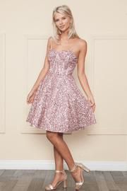 Short Strapless Sequin Corset Dress by Poly USA 8974