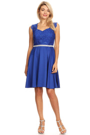 Short Sweetheart Dress with Sequin Lace Bodice by Celavie 6376-Short Cocktail Dresses-ABC Fashion