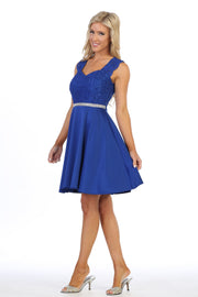 Short Sweetheart Dress with Sequin Lace Bodice by Celavie 6376-Short Cocktail Dresses-ABC Fashion